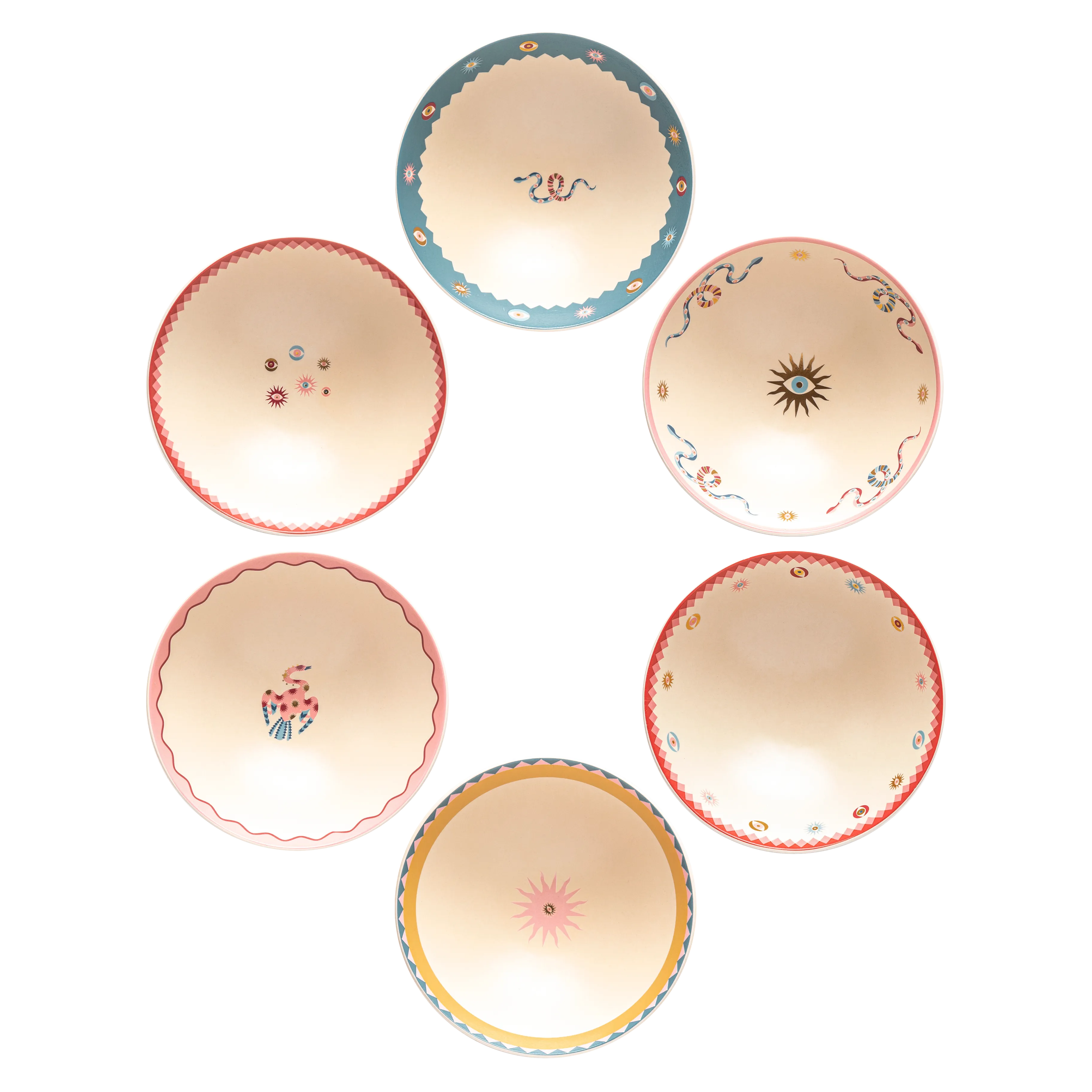 Summer gaze bowls - 6 pieces - Fathy Mahmoud Porcelain 