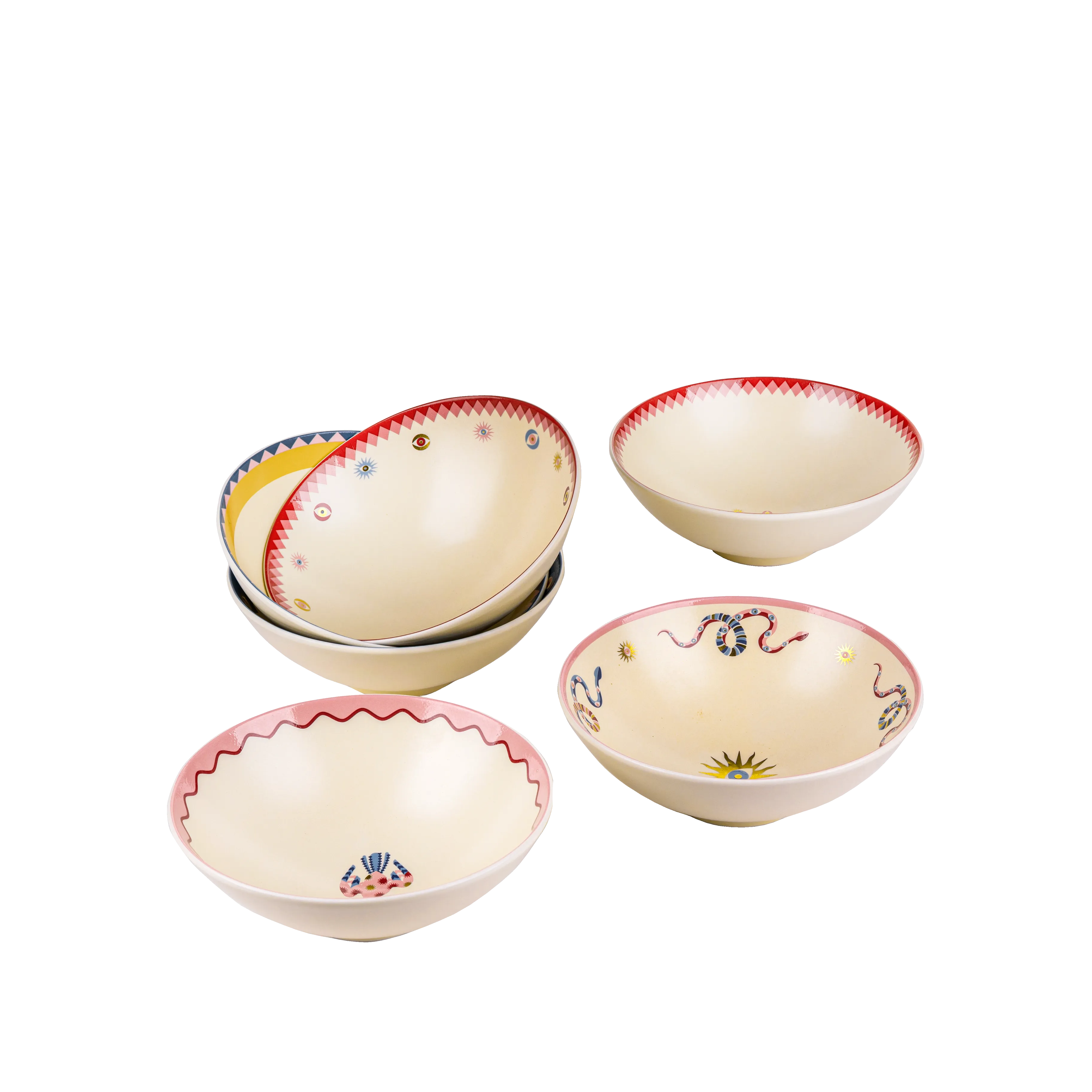 Summer gaze bowls - 6 pieces - Fathy Mahmoud Porcelain 