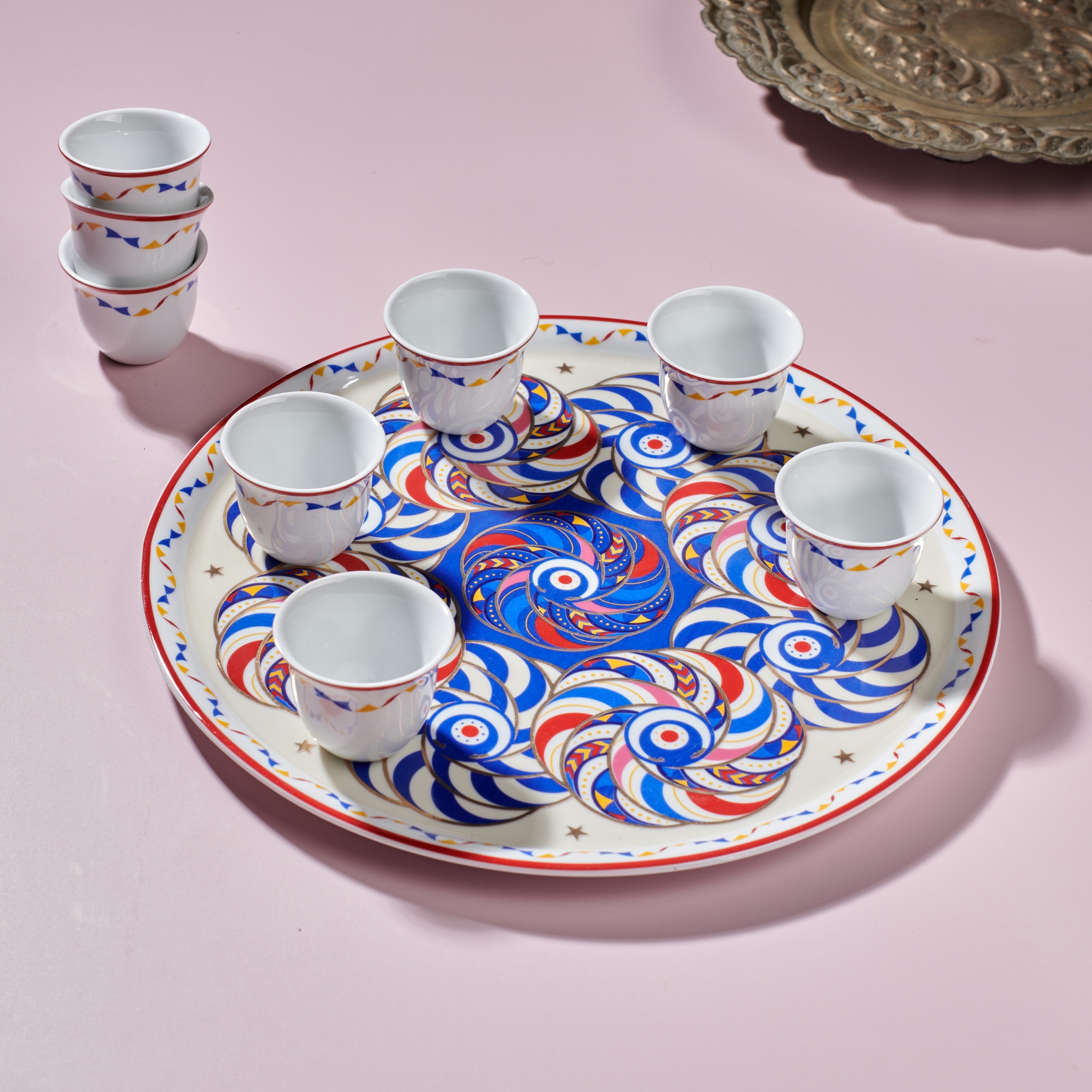 Tannoura coffee set - 9 pieces - Fathy Mahmoud Porcelain 