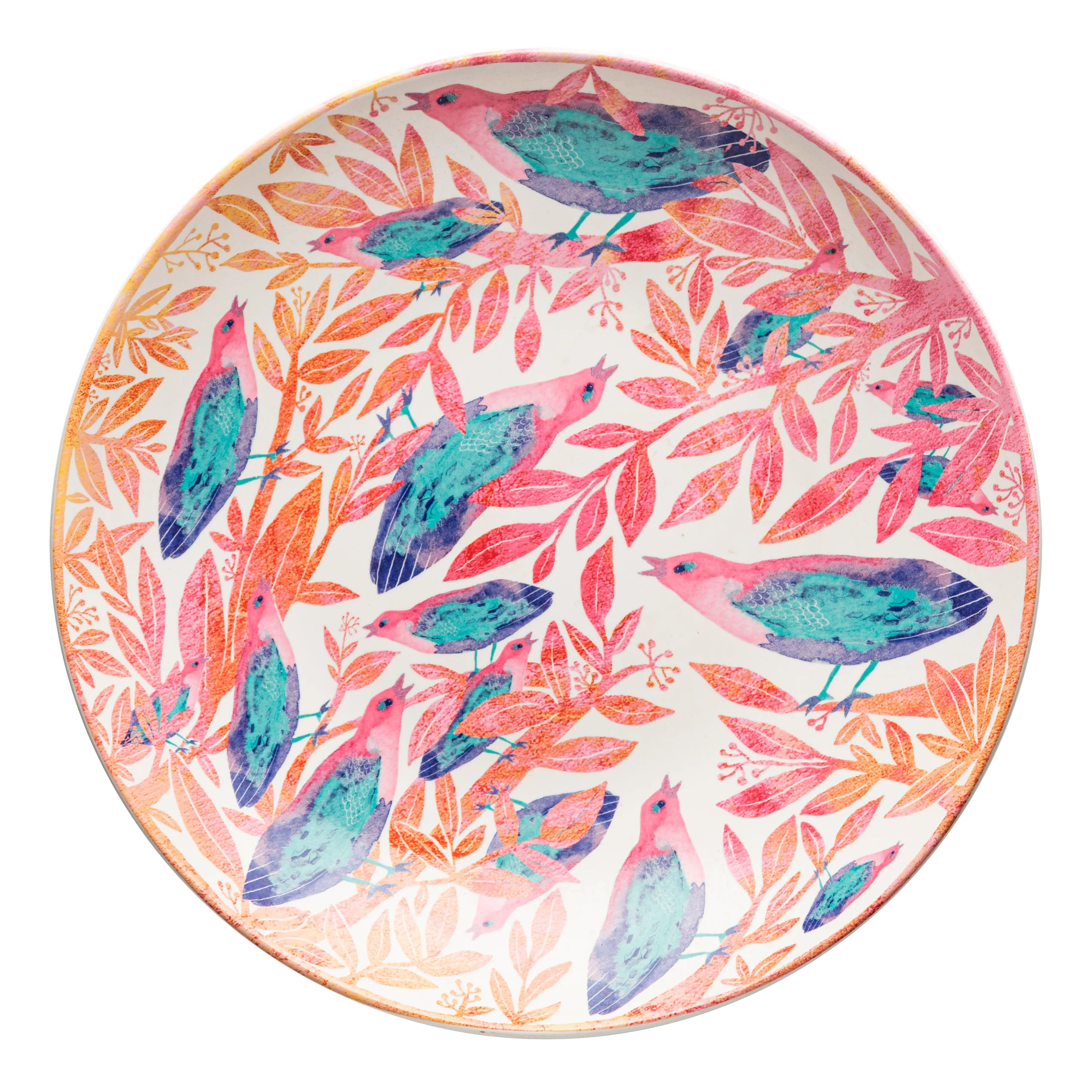 Watercolor bird - fruit plate - Fathy Mahmoud Porcelain 