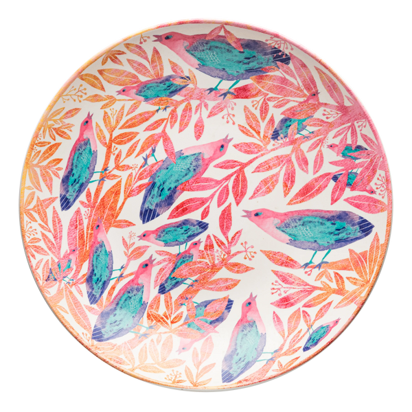 Watercolor bird - fruit plate
