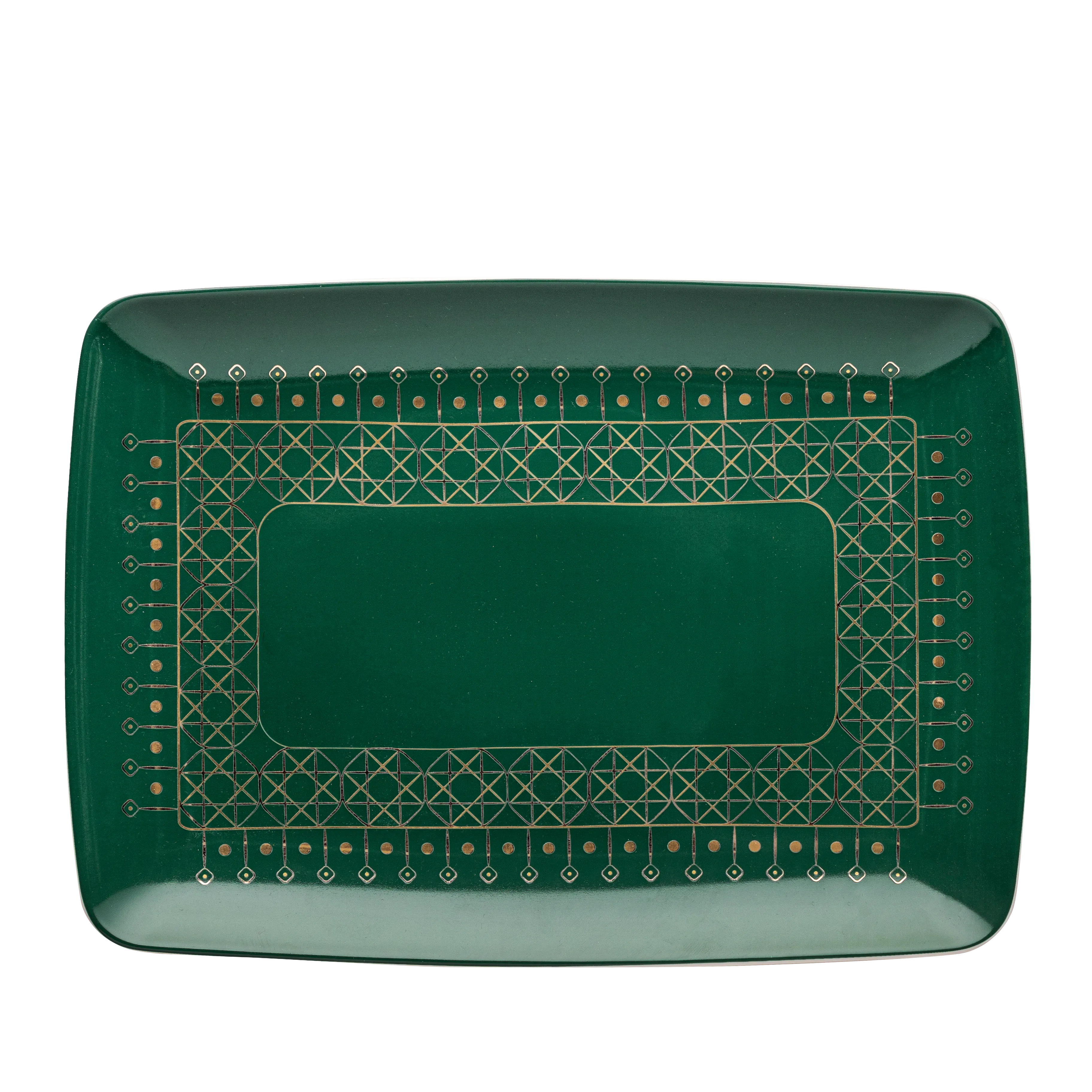 Weaves Green Trays - 3 Pc - Fathy Mahmoud Porcelain 